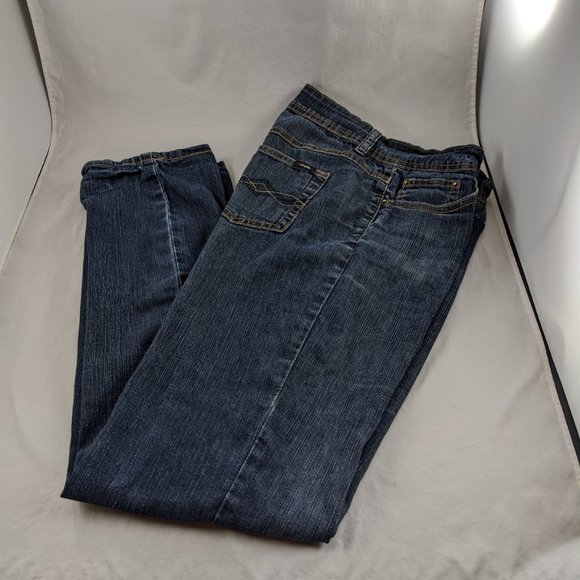 Angels Womens Zipper Fly Straight Leg Dark Wash Blue Jeans 7 - Picture 11 of 11